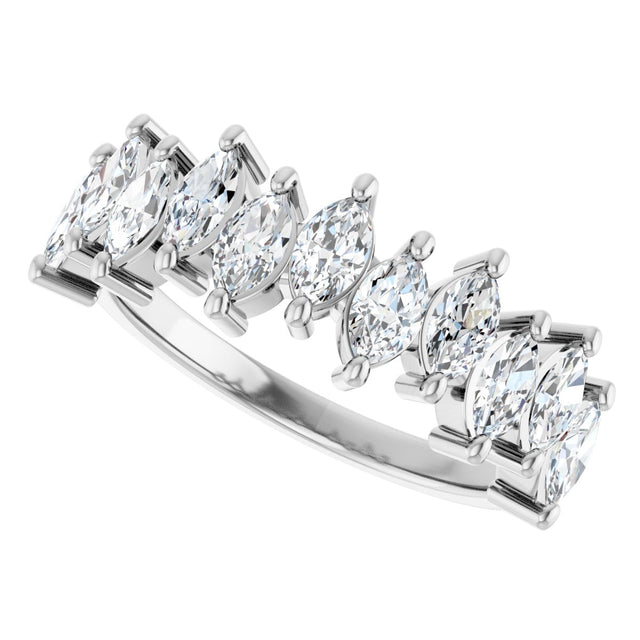 Platinum Marquise Lab-Grown Diamond Scattered Anniversary Band – 3/4–1 3/8 CTW - view 5