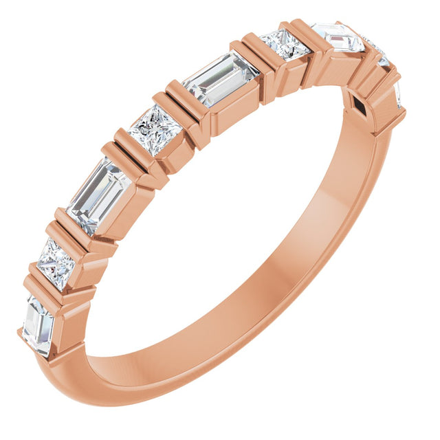 14K Gold Straight Baguette Natural Diamond Channel-Set Anniversary Band – 3/8 CTW - Rose Gold