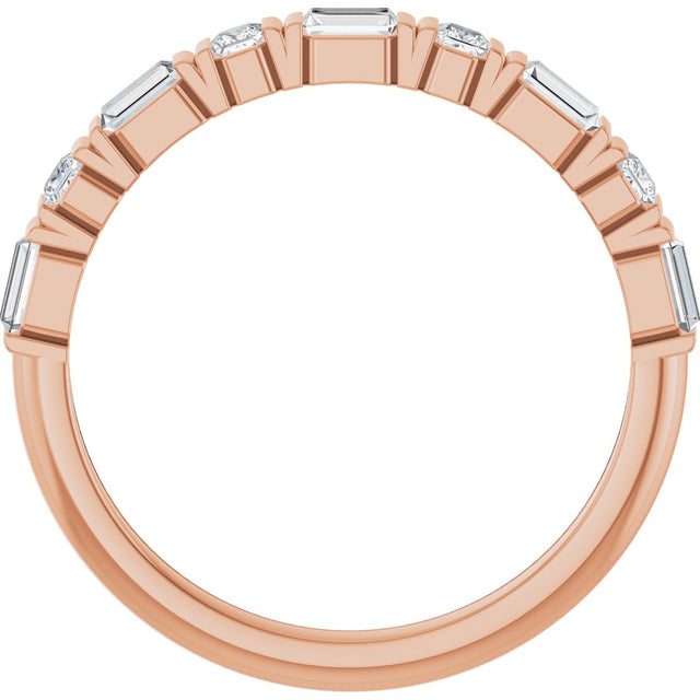 14K Gold Straight Baguette Lab-Grown Diamond Channel-Set Anniversary Band – 1/2 CTW - Rose Gold - view 2
