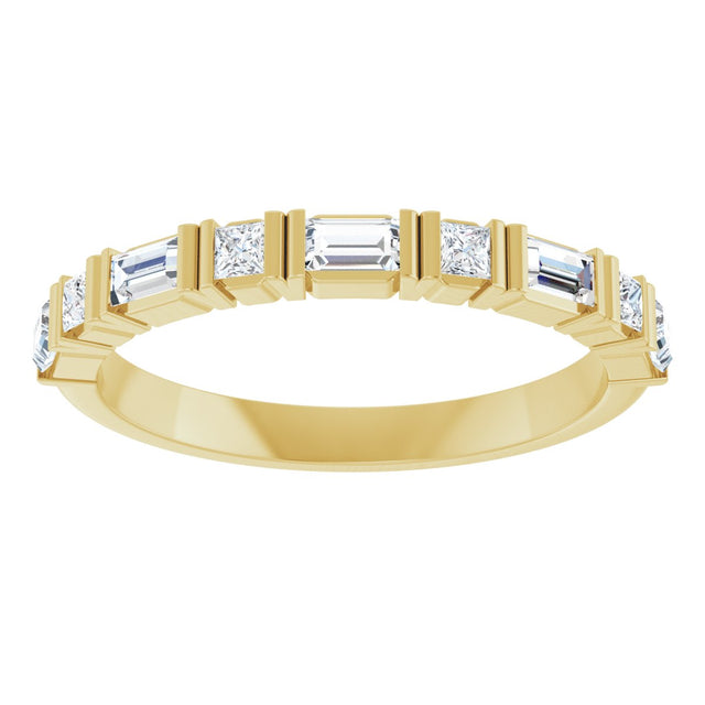 14K Gold Straight Baguette Lab-Grown Diamond Channel-Set Anniversary Band – 1/2 CTW - Yellow Gold - view 3
