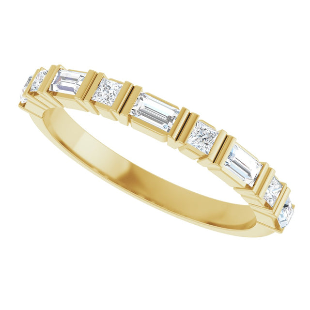 14K Gold Straight Baguette Lab-Grown Diamond Channel-Set Anniversary Band – 1/2 CTW - Yellow Gold - view 5