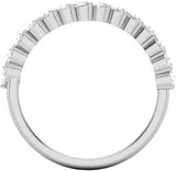 14K Gold Marquise Natural Diamond Double Row Anniversary Band – 7/8 CTW - White Gold - view 2