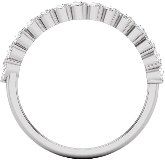 14K Gold Marquise Natural Diamond Double Row Anniversary Band – 7/8 CTW - White Gold - view 2