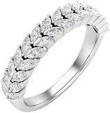 14K Gold Marquise Natural Diamond Double Row Anniversary Band – 7/8 CTW - White Gold