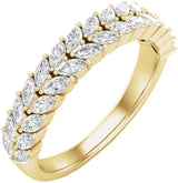 14K Gold Marquise Lab-Grown Diamond Double Row Anniversary Band – 3x1.5 mm Stones - Yellow Gold