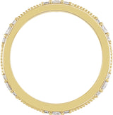 14K Gold Round Natural Diamond Milgrain Eternity Band with Bead Blast Finish – 2 mm Stones - Yellow Gold - view 2