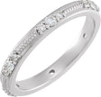 Platinum Round Natural Diamond Milgrain Eternity Band with Bead Blast Finish – 2 mm Stones