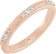 14K Gold Round Natural Diamond Milgrain Eternity Band with Bead Blast Finish – 2 mm Stones - Rose Gold