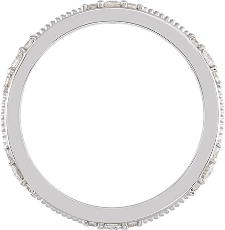 Platinum Round Natural Diamond Milgrain Eternity Band with Bead Blast Finish – 2 mm Stones - view 2