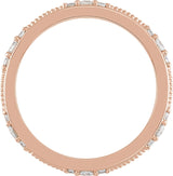 14K Gold Round Natural Diamond Milgrain Eternity Band with Bead Blast Finish – 2 mm Stones - Rose Gold - view 2