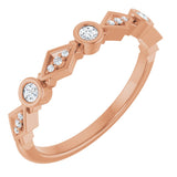 14K Gold Round Lab-Grown Diamond Three-Stone Anniversary Band – 1/8 CTW - Rose Gold