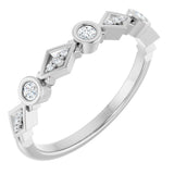 14K Gold Round Natural Diamond Three-Stone Anniversary Band – 1/8 CTW - White Gold