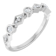 Platinum Round Natural Diamond Three-Stone Anniversary Band – 1/8 CTW