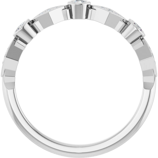 14K Gold Round Lab-Grown Diamond Three-Stone Anniversary Band – 1/8 CTW - White Gold - view 2
