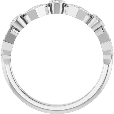 Platinum Round Natural Diamond Three-Stone Anniversary Band – 1/8 CTW - view 2