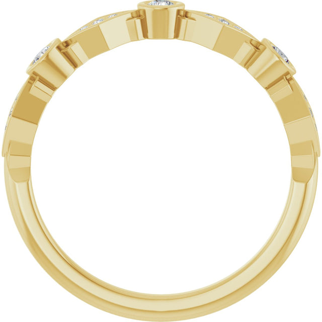 14K Gold Round Lab-Grown Diamond Three-Stone Anniversary Band – 1/8 CTW - Yellow Gold - view 2