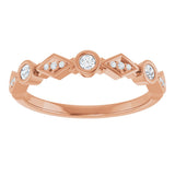 14K Gold Round Lab-Grown Diamond Three-Stone Anniversary Band – 1/8 CTW - Rose Gold - view 3