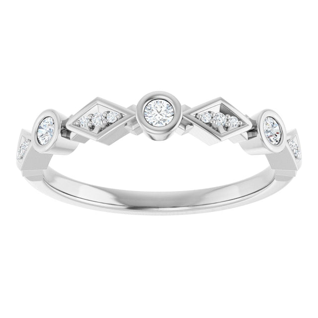 Platinum Round Natural Diamond Three-Stone Anniversary Band – 1/8 CTW - view 3