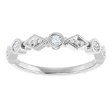 14K Gold Round Lab-Grown Diamond Three-Stone Anniversary Band – 1/8 CTW - White Gold - view 3