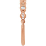 14K Gold Round Natural Diamond Three-Stone Anniversary Band – 1/8 CTW - Rose Gold - view 4