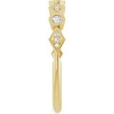 14K Gold Round Natural Diamond Three-Stone Anniversary Band – 1/8 CTW - Yellow Gold - view 4