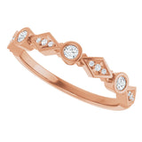 14K Gold Round Lab-Grown Diamond Three-Stone Anniversary Band – 1/8 CTW - Rose Gold - view 5