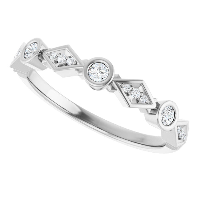 Platinum Round Lab-Grown Diamond Three-Stone Anniversary Band – 1/8 CTW - view 5