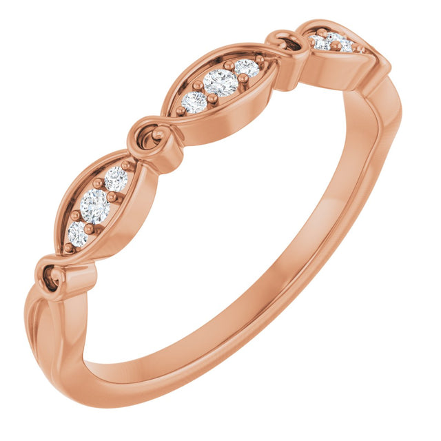 14K Gold Round Lab-Grown Diamond Anniversary Band – 1.5 mm Stones (1/10 CTW) - Rose Gold