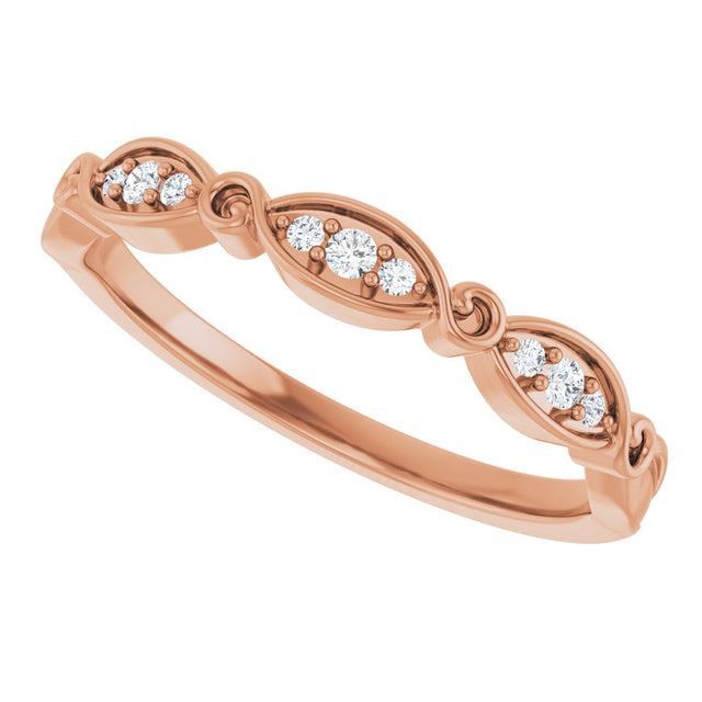 14K Gold Round Natural Diamond Anniversary Band – .06 CTW - Rose Gold - view 5