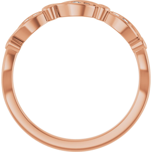 14K Gold Round Natural Diamond Anniversary Band – .06 CTW - Rose Gold - view 2
