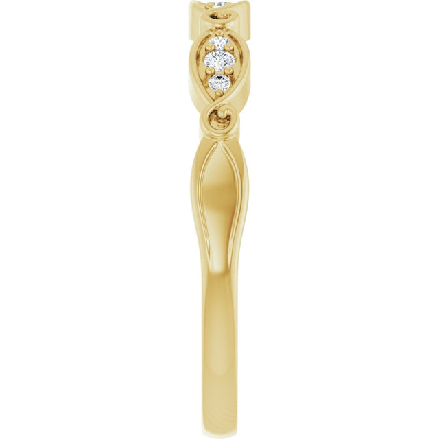 14K Gold Round Natural Diamond Anniversary Band – .06 CTW - Yellow Gold - view 3