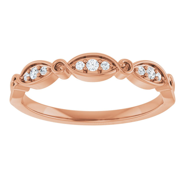 14K Gold Round Lab-Grown Diamond Anniversary Band – 1.5 mm Stones (1/10 CTW) - Rose Gold - view 3