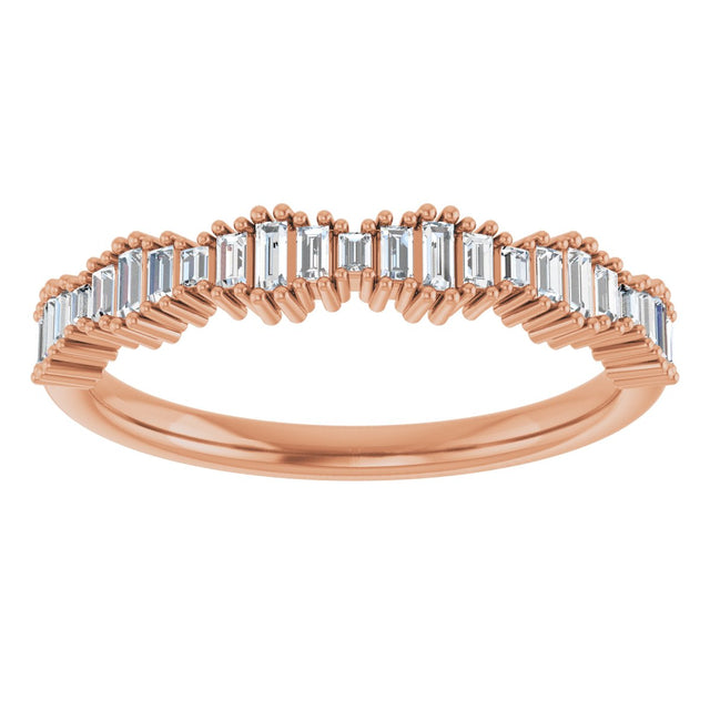 14K Gold Straight Baguette Natural Diamond Graduated Baguette Anniversary Band – 1/4 CTW - Rose Gold - view 3