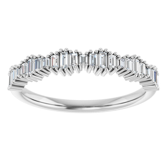 14K Gold Straight Baguette Natural Diamond Graduated Baguette Anniversary Band – 1/4 CTW - White Gold - view 3