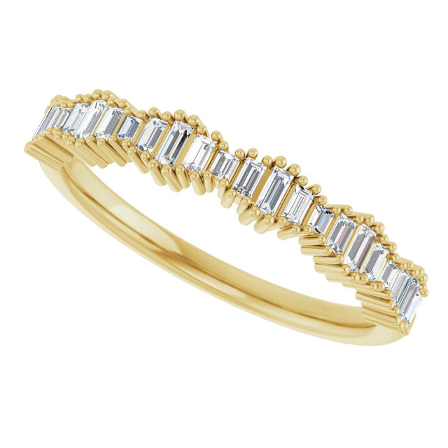 14K Gold Straight Baguette Natural Diamond Graduated Baguette Anniversary Band – 1/4 CTW - Yellow Gold - view 5