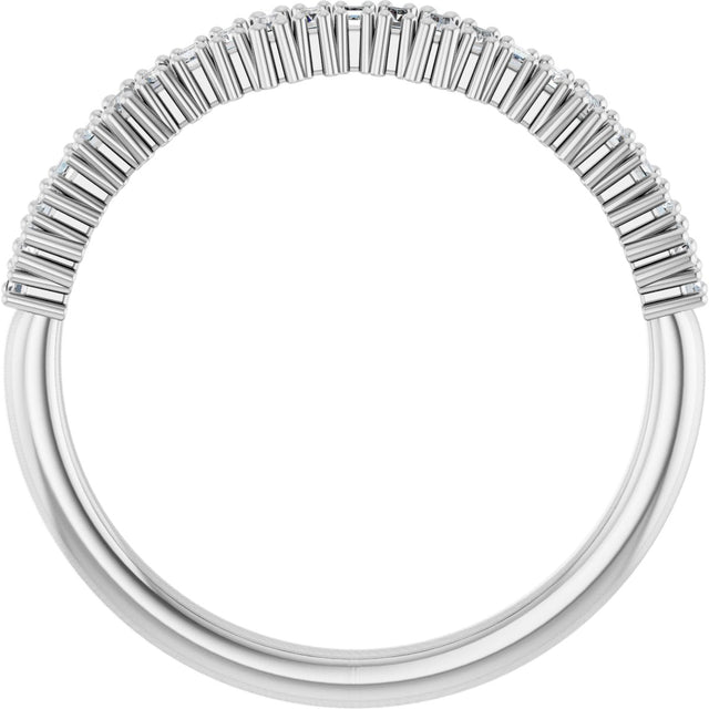 14K Gold Straight Baguette Natural Diamond Graduated Baguette Anniversary Band – 1/4 CTW - White Gold - view 2