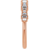 14K Gold Straight Baguette Natural Diamond Graduated Baguette Anniversary Band – 1/4 CTW - Rose Gold - view 4