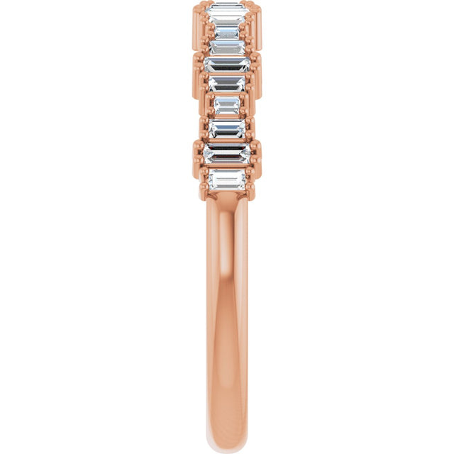 14K Gold Straight Baguette Natural Diamond Graduated Baguette Anniversary Band – 1/4 CTW - Rose Gold - view 4
