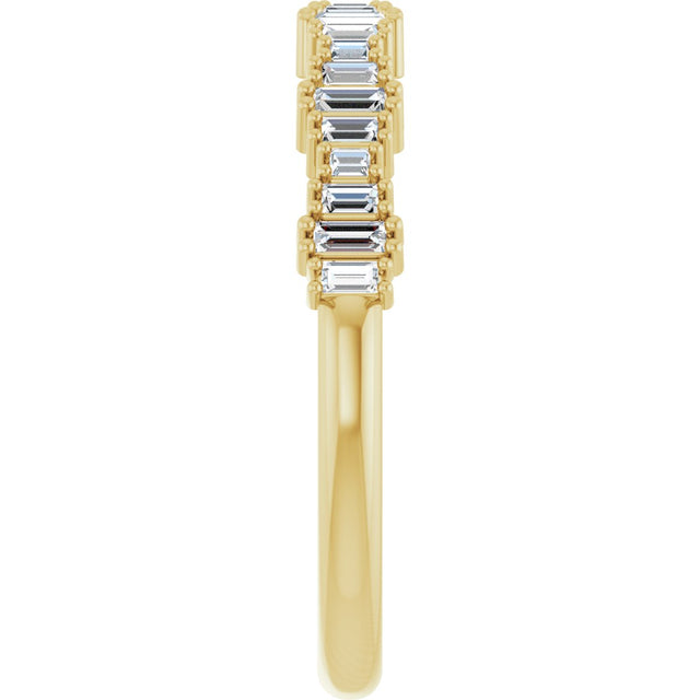 14K Gold Straight Baguette Natural Diamond Graduated Baguette Anniversary Band – 1/4 CTW - Yellow Gold - view 4