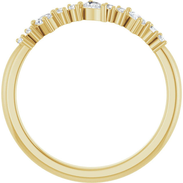 14K Gold Pear Natural Diamond Anniversary Band – 1/4 CTW - Yellow Gold - view 2