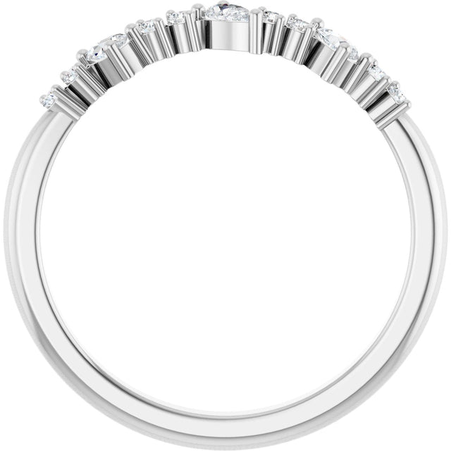 14K Gold Pear Lab-Grown Diamond Anniversary Band – 3x2 mm Stones - White Gold - view 2