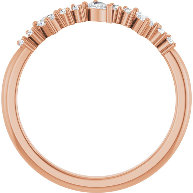 14K Gold Pear Natural Diamond Anniversary Band – 1/4 CTW - Rose Gold - view 2