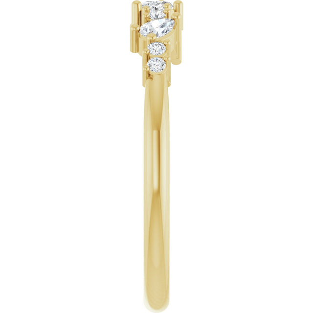 14K Gold Pear Natural Diamond Anniversary Band – 1/4 CTW - Yellow Gold - view 3