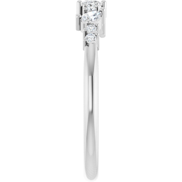 14K Gold Pear Natural Diamond Anniversary Band – 1/4 CTW - White Gold - view 3