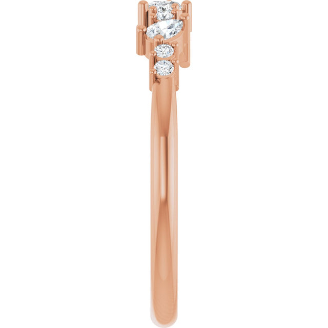 14K Gold Pear Lab-Grown Diamond Anniversary Band – 3x2 mm Stones - Rose Gold - view 4
