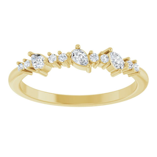 14K Gold Pear Lab-Grown Diamond Anniversary Band – 3x2 mm Stones - Yellow Gold - view 3