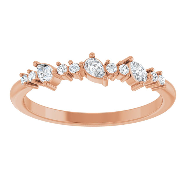 14K Gold Pear Lab-Grown Diamond Anniversary Band – 3x2 mm Stones - Rose Gold - view 3