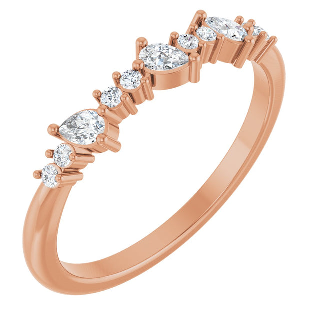 14K Gold Pear Natural Diamond Anniversary Band – 1/4 CTW - Rose Gold
