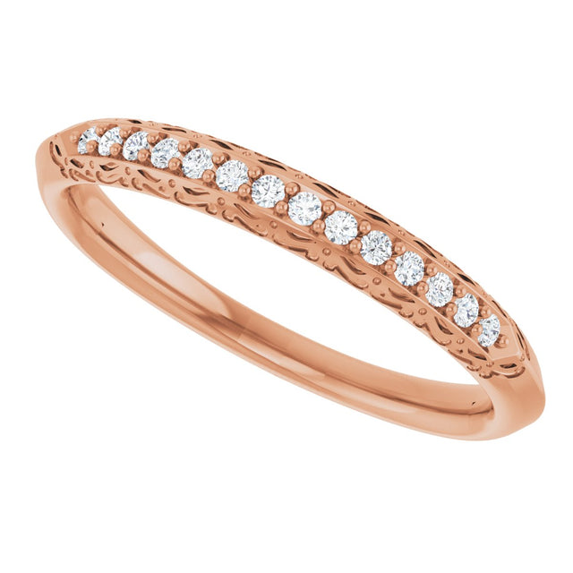 14K Gold Round Natural Diamond Anniversary Band – 1/10 CTW - Rose Gold - view 5