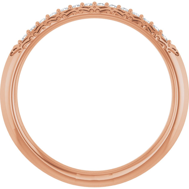 14K Gold Round Natural Diamond Anniversary Band – 1/10 CTW - Rose Gold - view 2